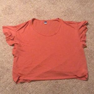 Coral, ruffle sleeves blouse